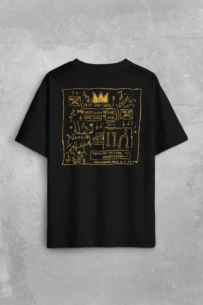 Basquiat Taç Kral King Sanat Pop Art Sırt Ön Baskılı Oversize Tişört Unisex