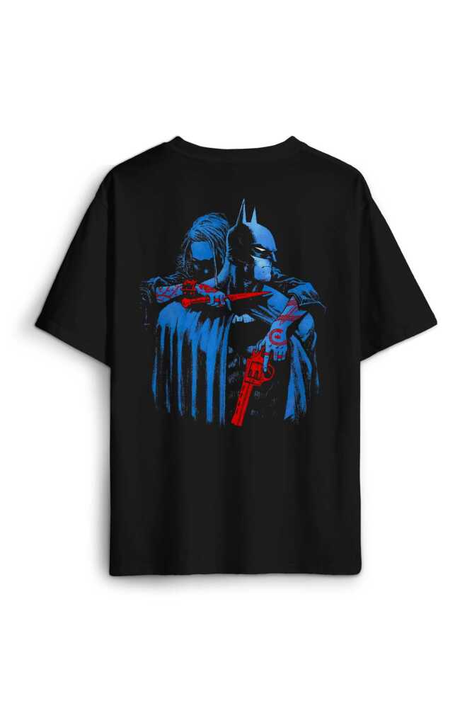 Batman Joker Kara Şövalye Dark Knight Film Sırt Ön Baskılı Oversize Tişört Unisex