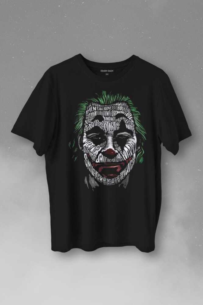 Batman Joker Typography Tipografik Siluet Baskılı Tişört Unisex