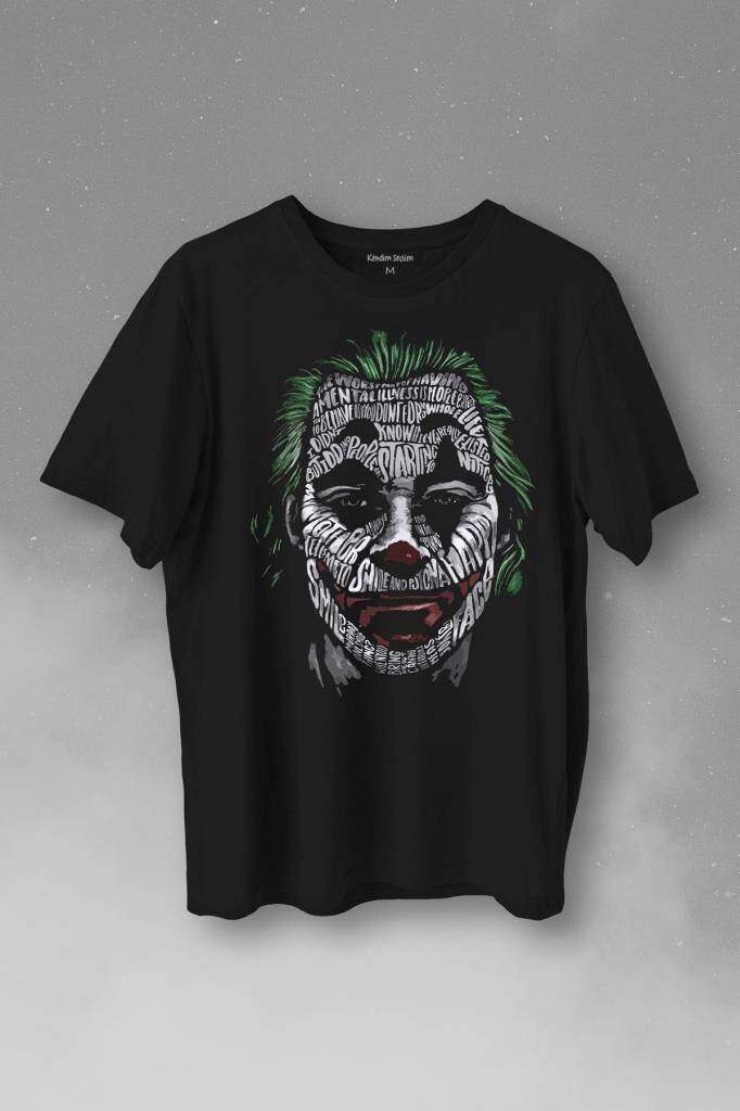 Batman Joker Typography Tipografik Siluet Baskılı Tişört Unisex
