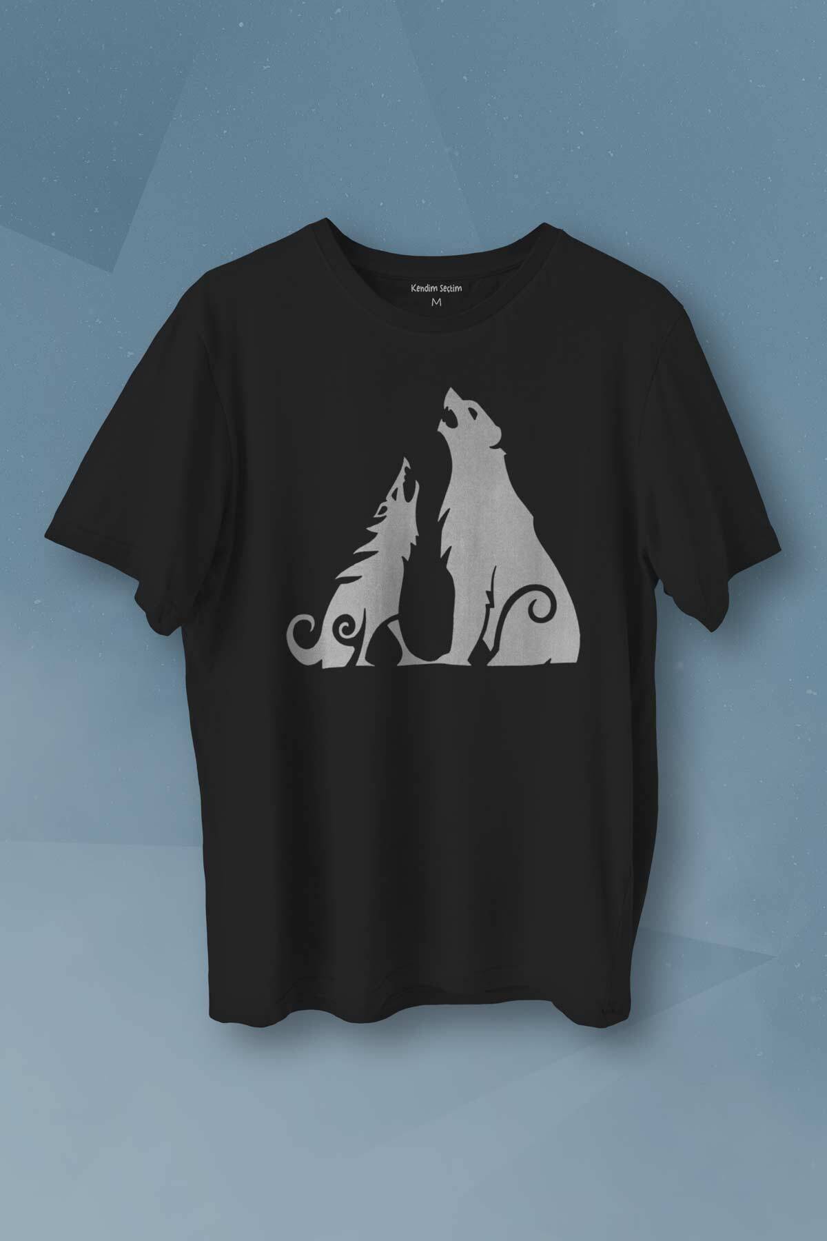 Bear and Wolf God of War Ragnarök Kısa Kollu Baskılı Siyah Unisex Tişört