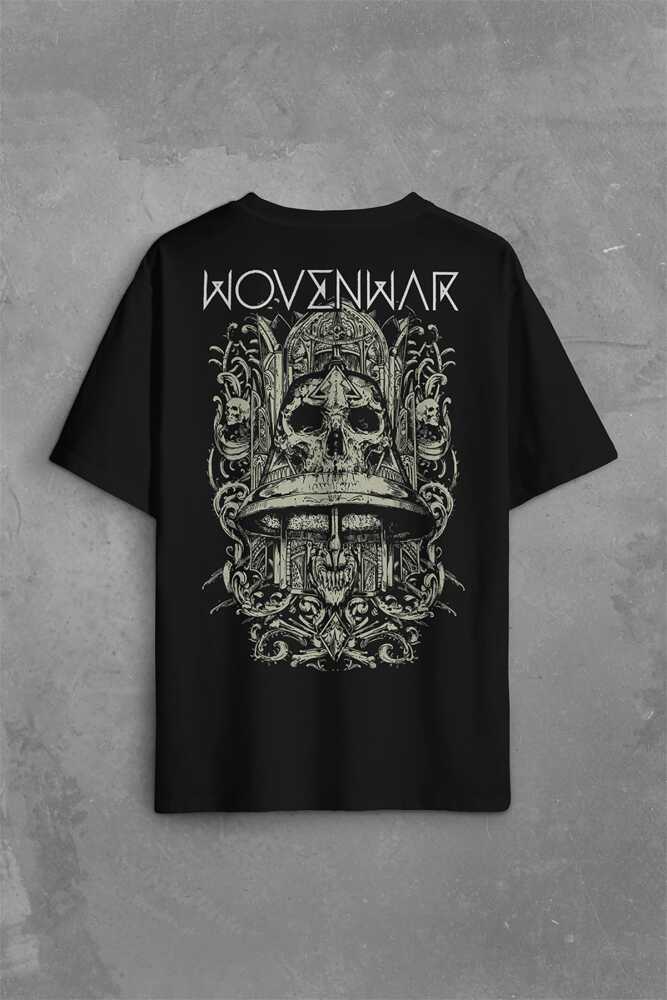 Ben Sahar Behemoth Metal Rock Kuru Kafa Skull Sırt Ön Baskılı Oversize Tişört Unisex T-Shirt (1)