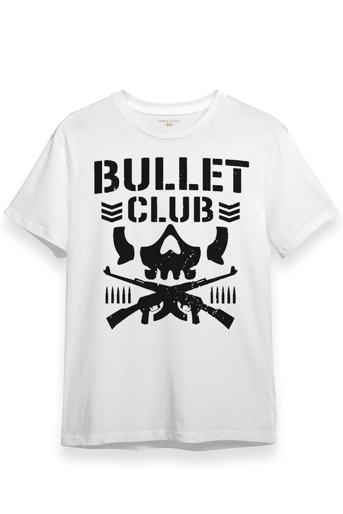 Bullet Club Gym Fight Wwe Güreş Spor Baskılı Beyaz Regular Fit Tişört