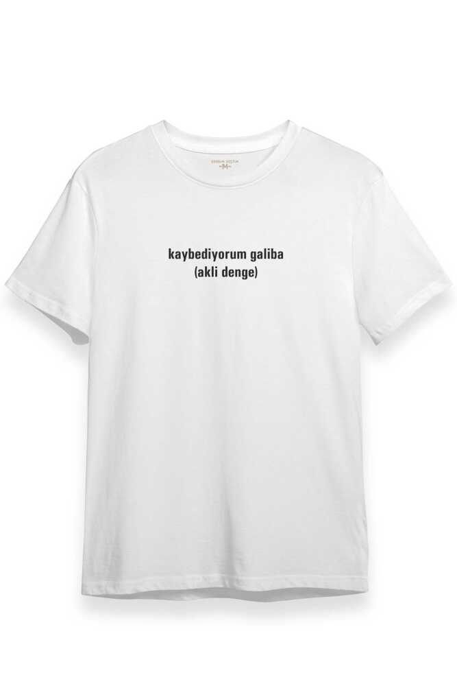 Kaybediyorum Galiba Akli Denge Esprili Baskılı Beyaz Tişört Unisex