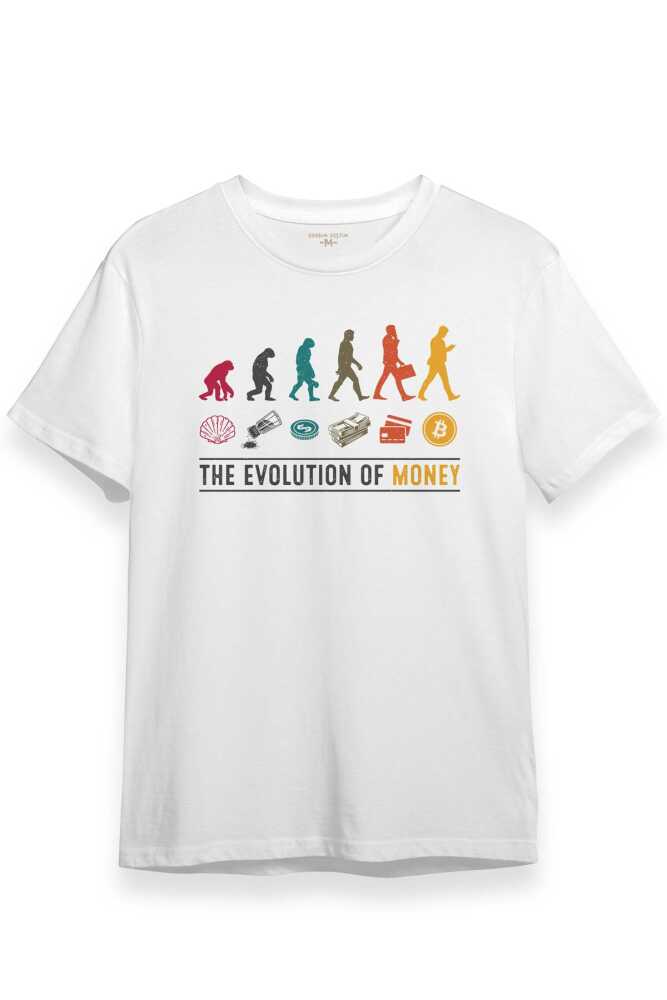 Beyaz T-shirt The Evolution Of Money Bitcoin Be Rich Regular Fit
