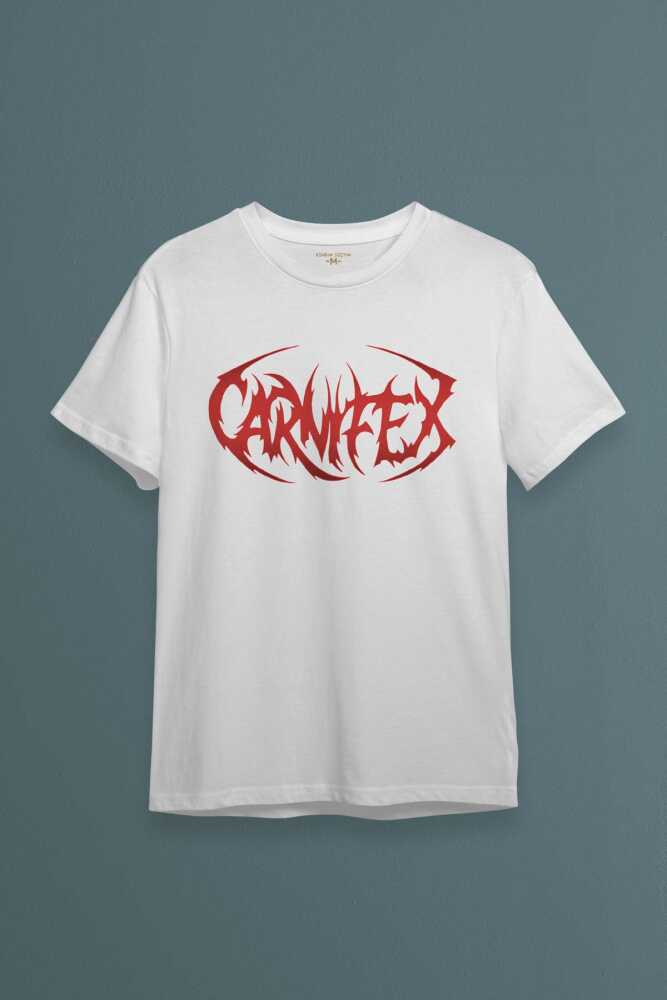 Beyaz Tişört Carnifex Metal Music Pamuklu Unisex Kısa Kollu