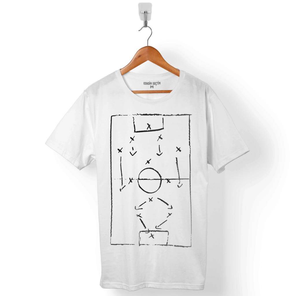Futbol Maç Taktik Maktik Yok Baskılı Beyaz Unisex Tişört