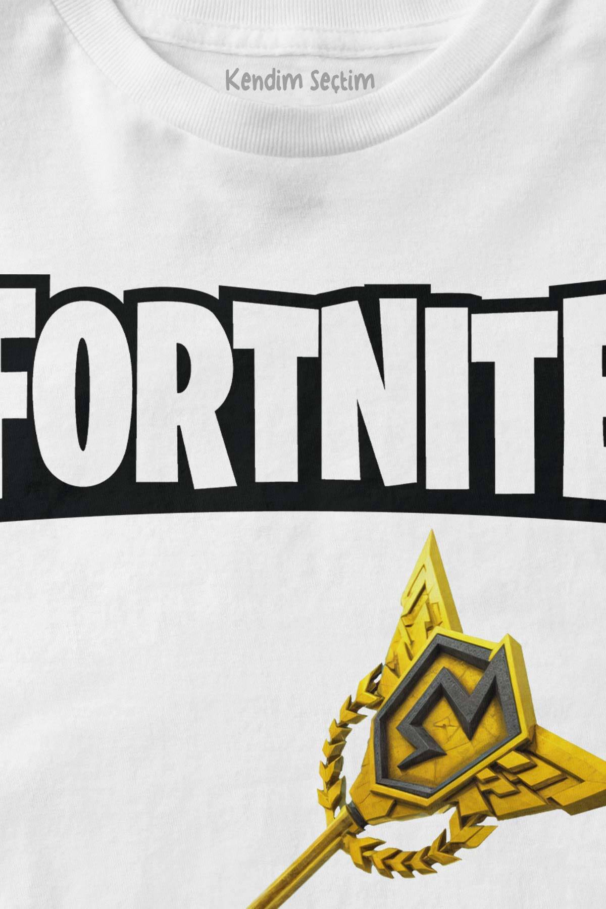 Beyaz Unisex Fortnite Altın Asa Battle Royale Efsanevi Baskılı Çocuk Tişörtü (1)