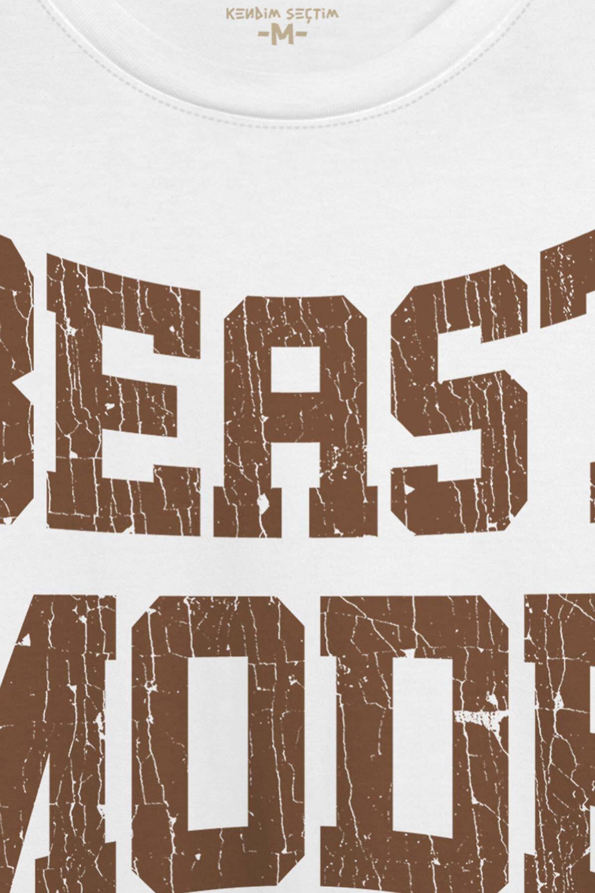 Beyaz Unisex Tişört Beast Mode Gym Fitness Spor Animal Beyaz T-shirt (1)