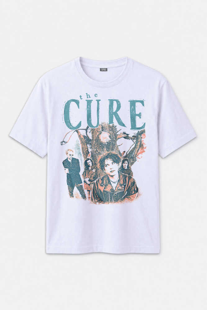 Beyaz Unisex Tişört The Cure Lovesong Rock Post Punk Music Baskılı Regular Fit