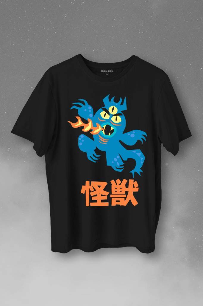 Büyük Kahraman Big Hero 6 Fred Kaiju Baskılı Siyah Tişört Unisex