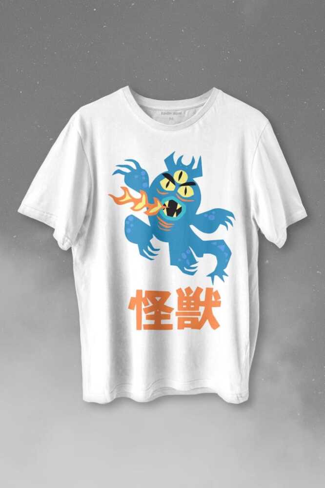 Büyük Kahraman Big Hero 6 Fred Kaiju Baskılı Beyaz Tişört Unisex