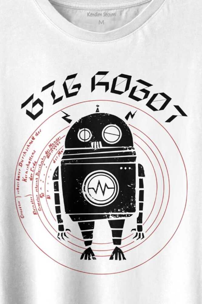 Big Robot 2 Comics Çizgi Film Minimal Dizi Baskılı Beyaz Tişört Unisex (1)