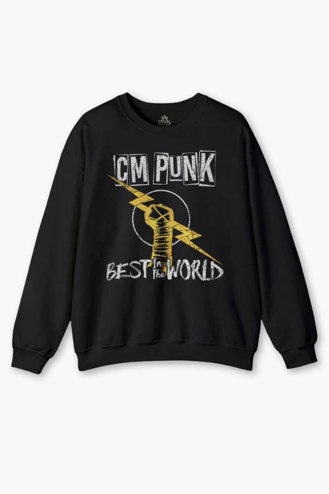 Best In The World CM Punk Karma Dövüş Gym Spor Siyah Baskılı Bisiklet Yaka Sweatshirt