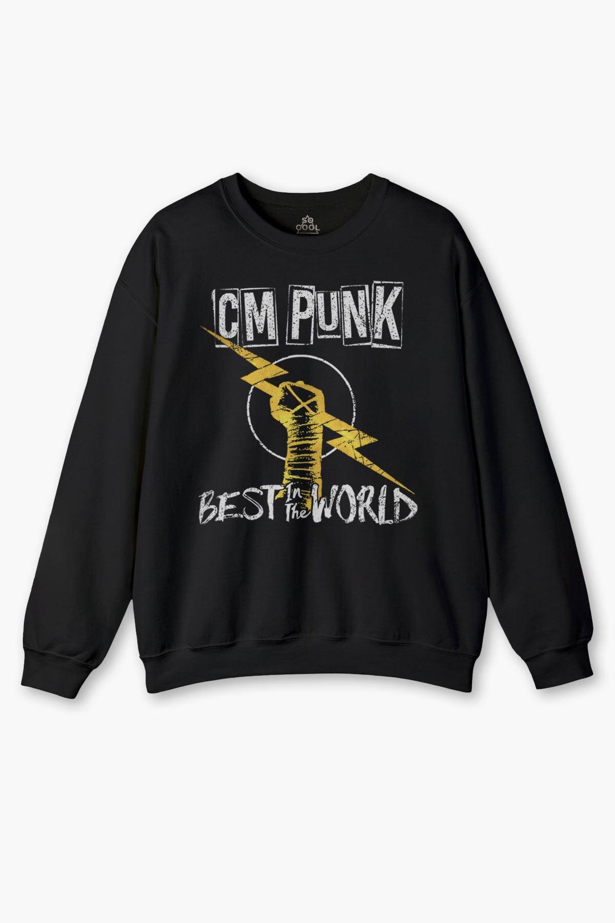 Best In The World CM Punk Karma Dövüş Gym Spor Siyah Baskılı Bisiklet Yaka Sweatshirt