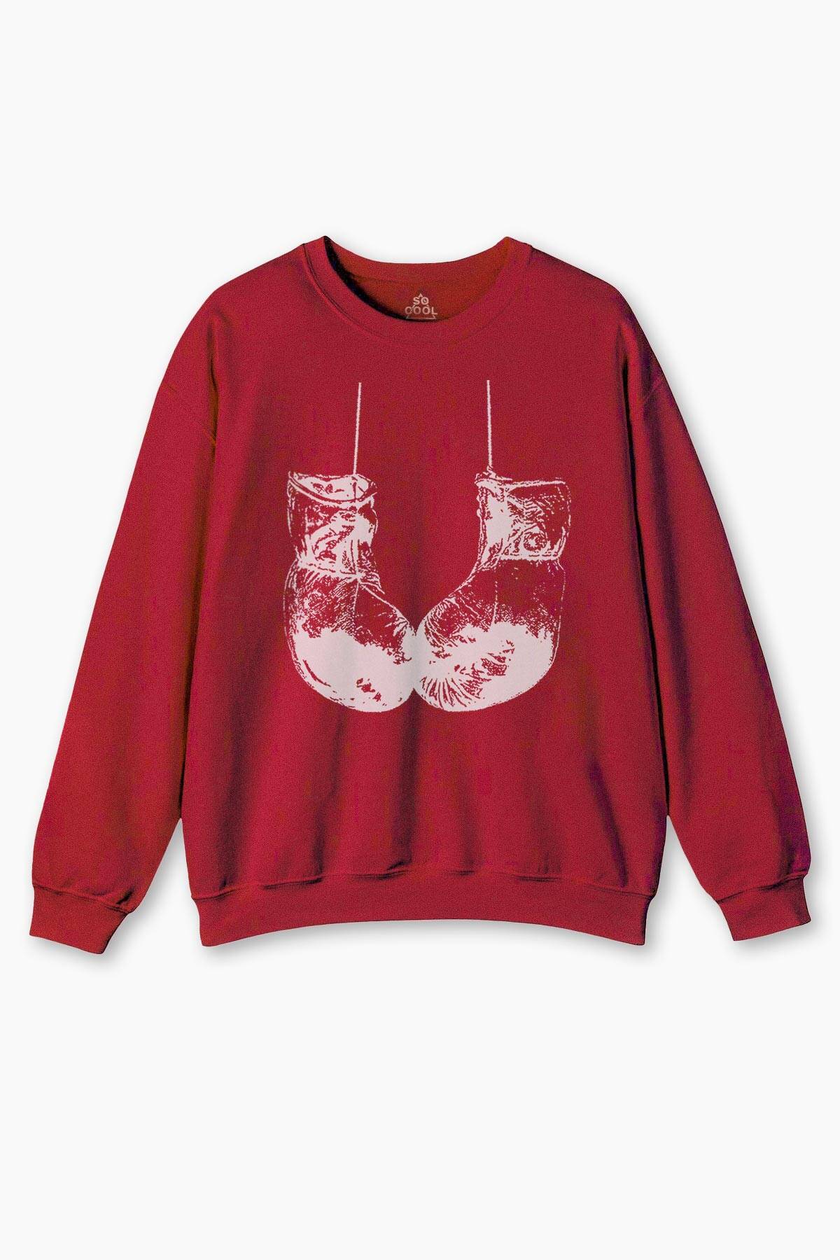 Bisiklet Yaka Sweatshirt Muhammed Ali Clay Boks Eldiveni Baskılı Sweet Erkek - 1