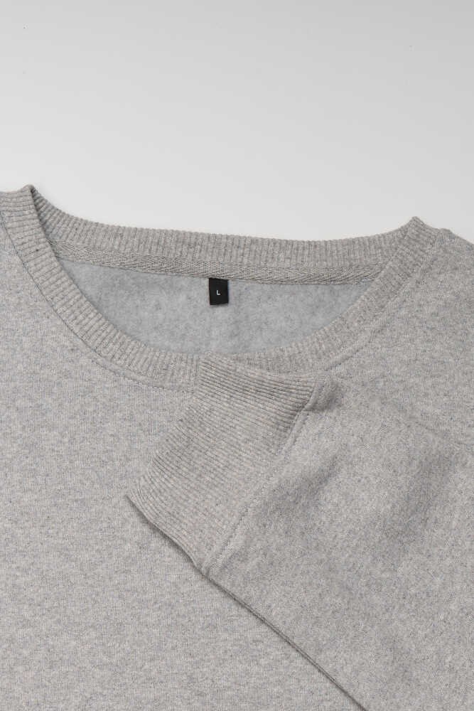 Bisiklet Yaka Sweatshirt Paris France 1789 Fransa Yazı Baskılı Gri Sweet - 2