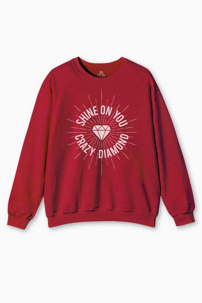 Bisiklet Yaka Sweatshirt Shine On You Diamond Pink Floyd Baskılı Sweat