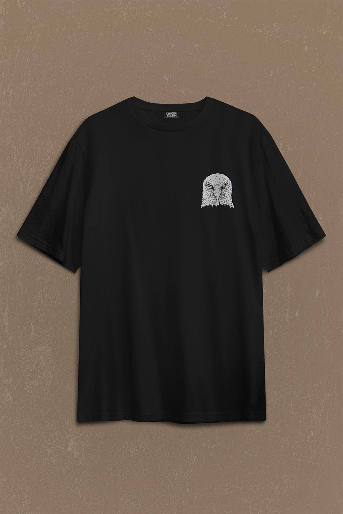 Kara Kartal Eagle Tasarım Sırt Ön Baskılı Black Oversize Tişört Unisex