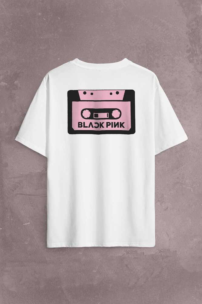 BlackPink Kaset Müzik Güney Kore Sırt Ön Baskılı Beyaz Oversize Tişört Unisex