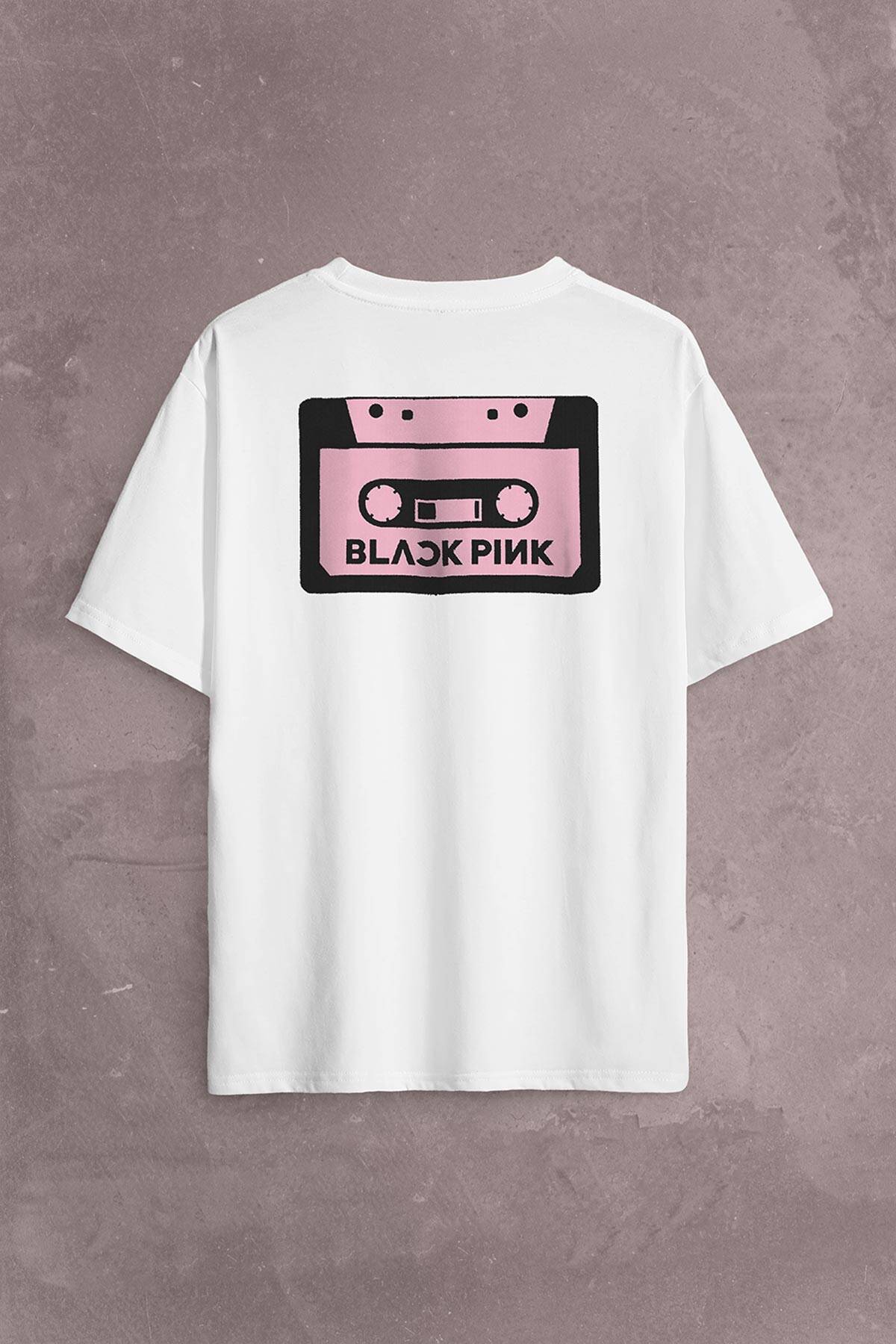 BlackPink Kaset Müzik Güney Kore Sırt Ön Baskılı Beyaz Oversize Tişört Unisex