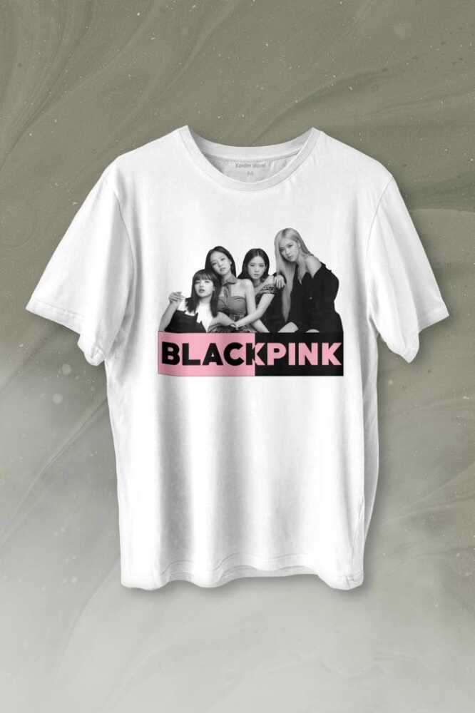 BlackPink Grubu Karakterleri Sanatçıları Baskılı Beyaz Tişört Unisex