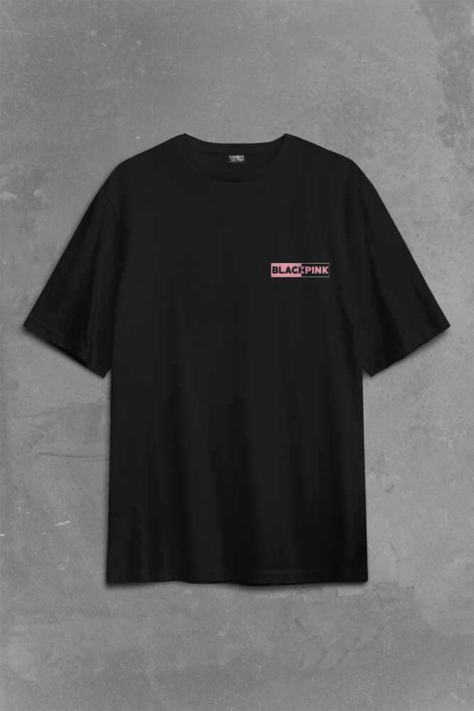 Black Pink Grubu Karakterleri Sanatçıları Sırt Ön Baskılı Oversize Tişört Unisex T-Shirt (1)