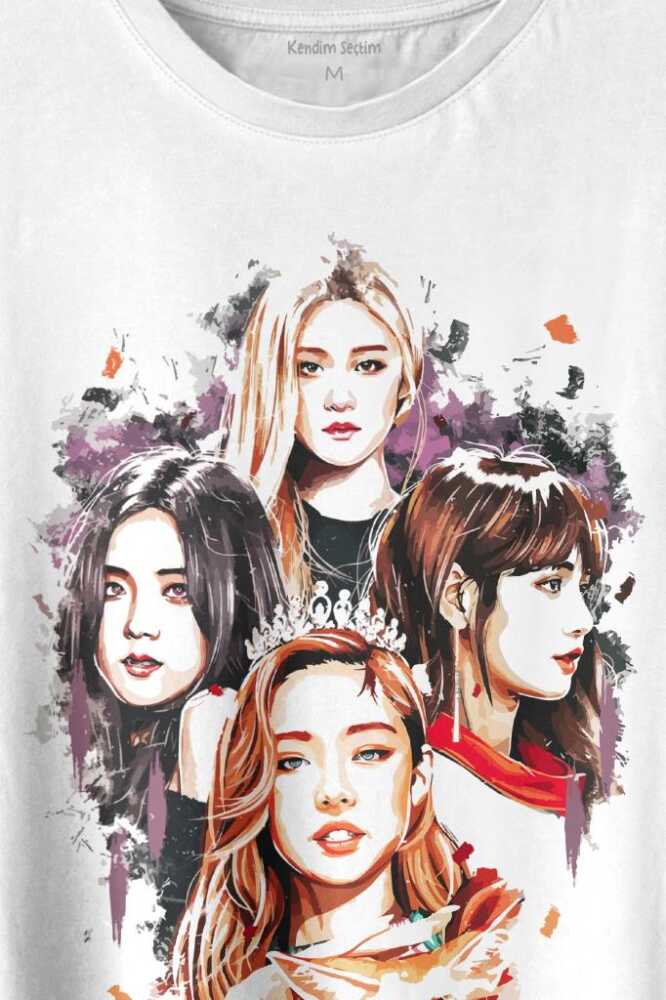 BlackPink Kızları Jennie Rose Lisa Jisoo Baskılı Tişört Unisex (1)