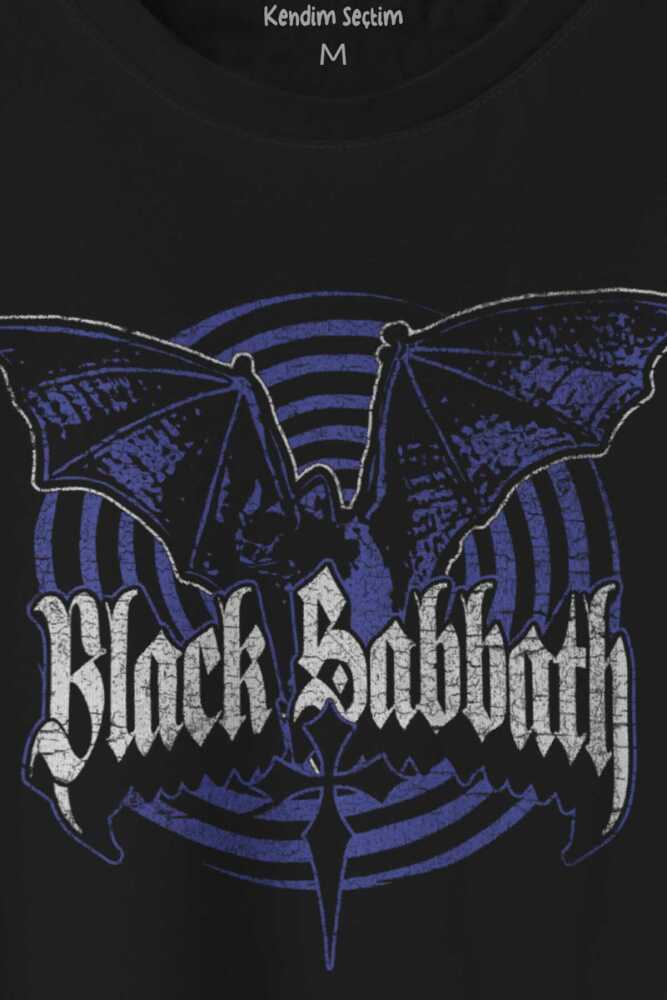 Black Sabbath Rock Müzik Ozzy Metal Music Yarasa Baskılı Siyah Tişört Unisex (1)