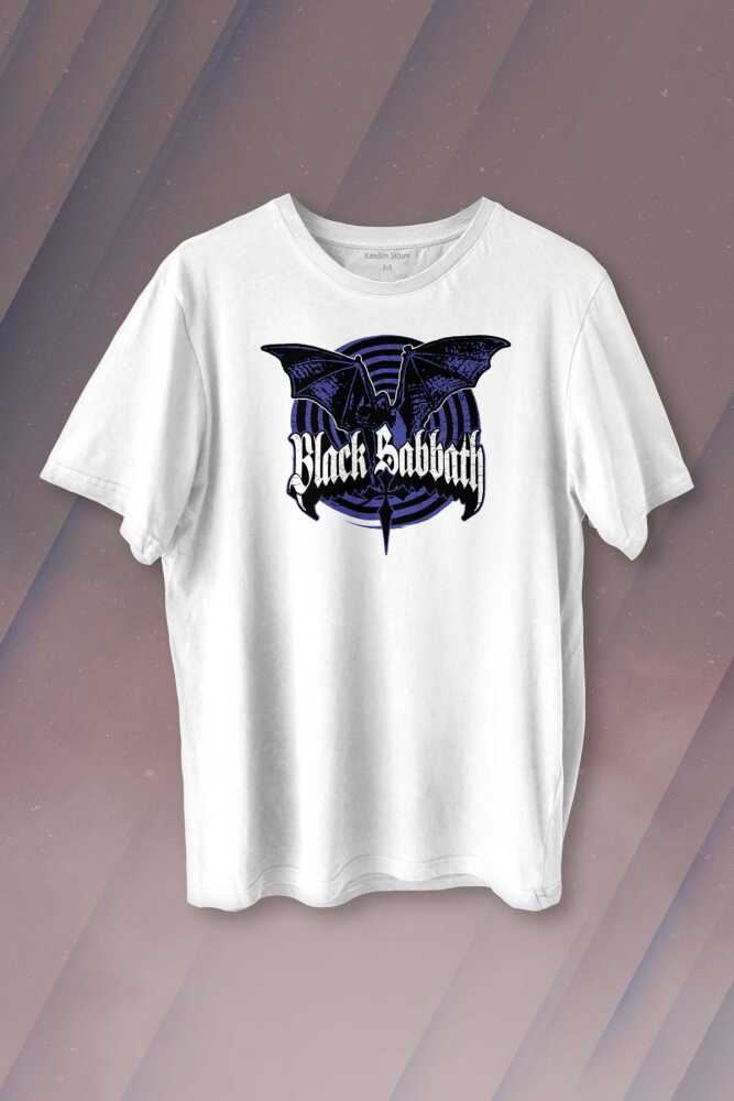 Black Sabbath Rock Müzik Ozzy Metal Music Yarasa Baskılı Beyaz Tişört Unisex