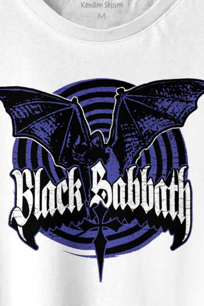 Black Sabbath Rock Müzik Ozzy Metal Music Yarasa Baskılı Beyaz Tişört Unisex (1)