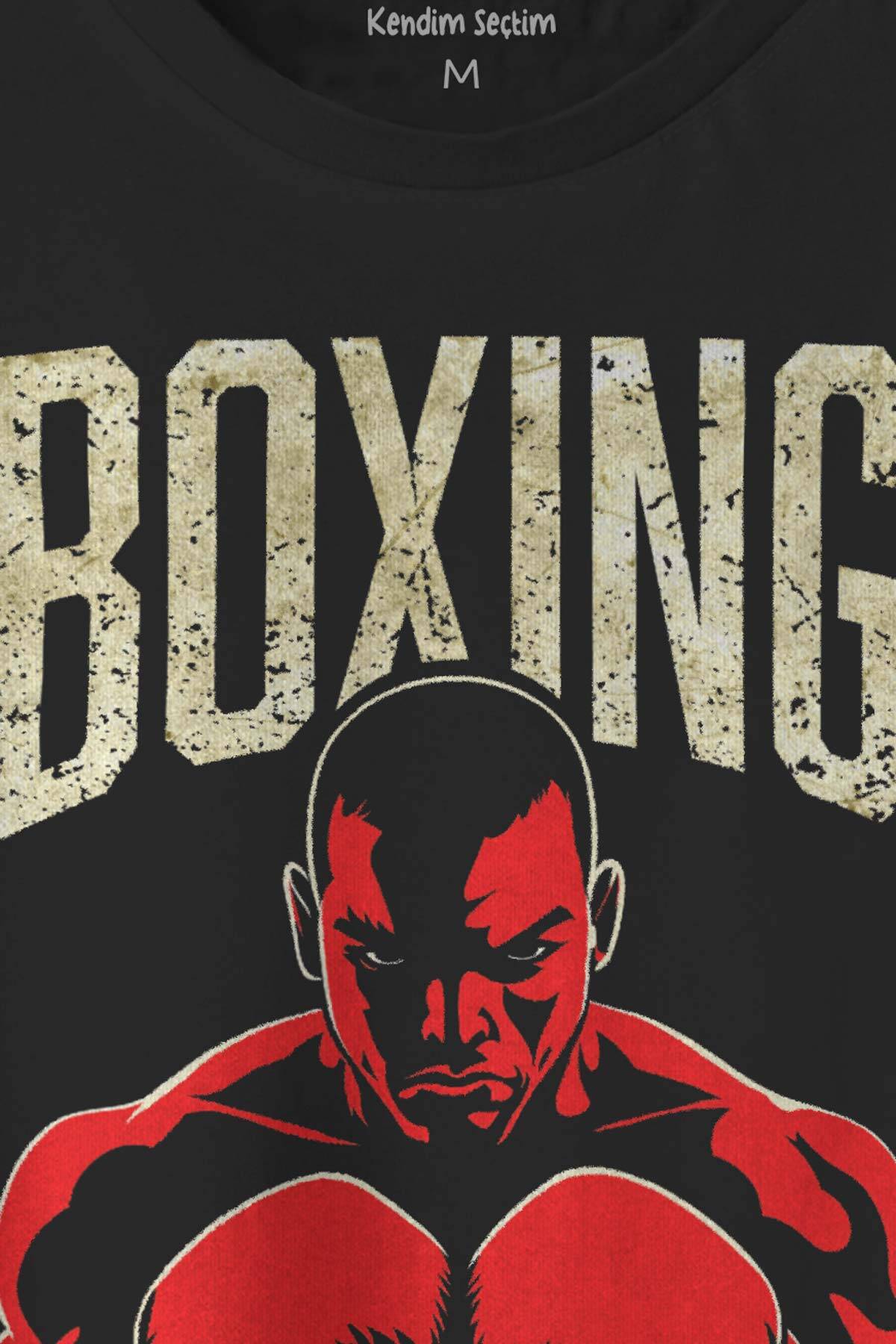 Boks Boxing Punch Hard Think Fast Spor Fight Baskılı Siyah Tişört Unisex (1)