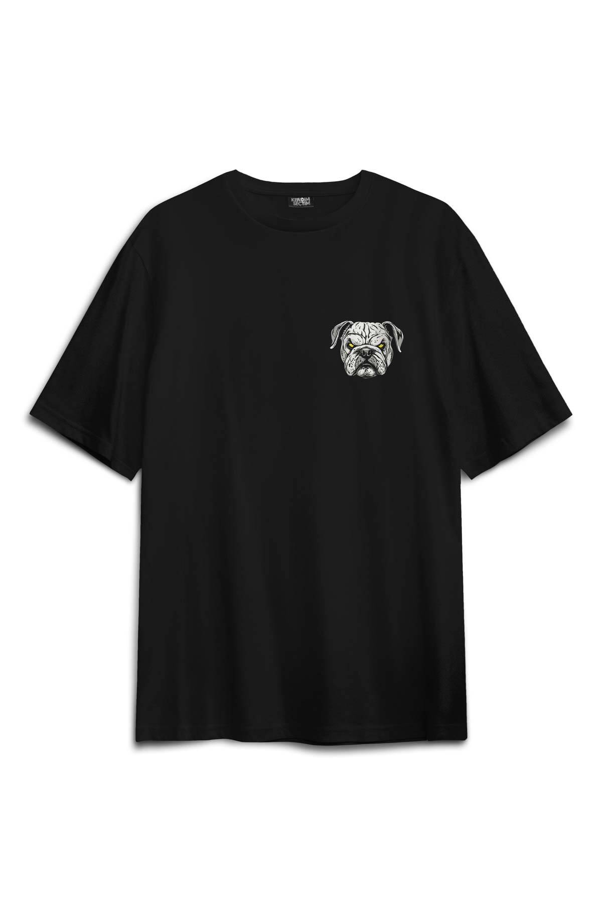 Boks Eldivenli Bulldog Boxing Köpek Fight Spor Gym Baskılı Oversize Siyah Unisex Tişört - 2