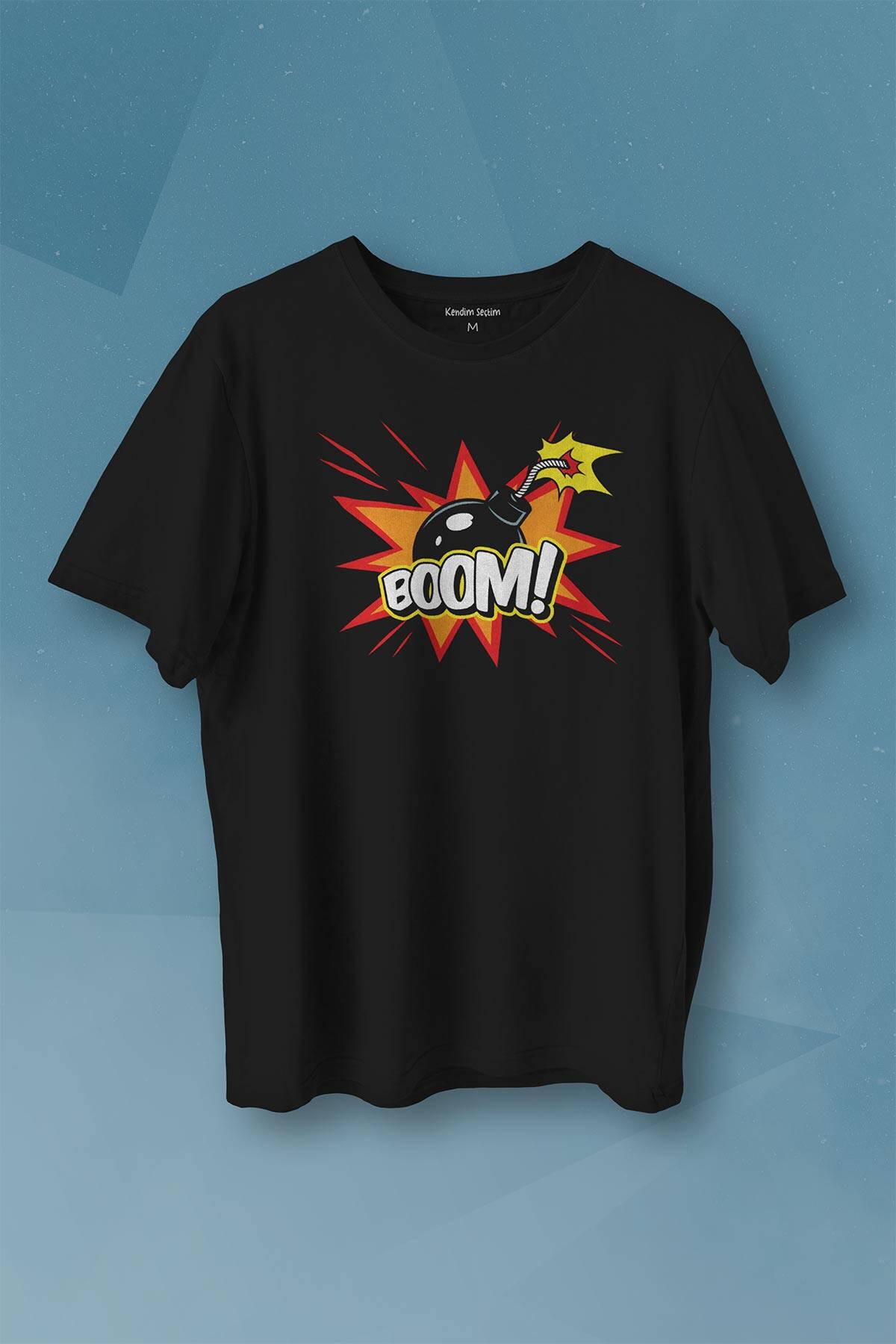 Boom Bomba Eğlenceli Funny El Bombası Baskılı Siyah Tişört Unisex
