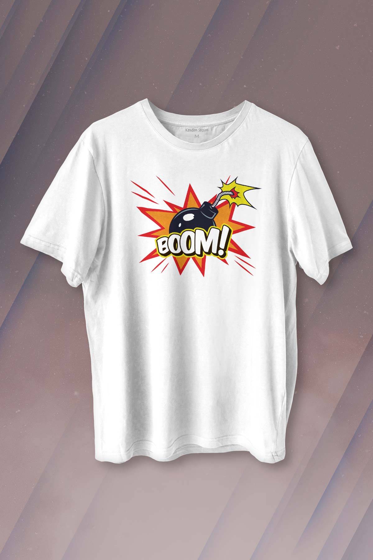 Boom Bomba Eğlenceli Funny El Bombası Baskılı Beyaz Tişört Unisex