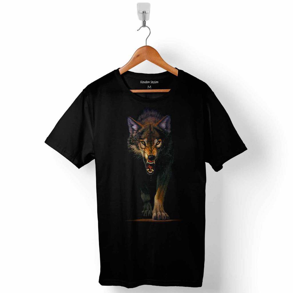Bozkurt Head Wolf Boz Kurt Kafası Göktürk Eski Türkçe Baskılı Tişört Unisex
