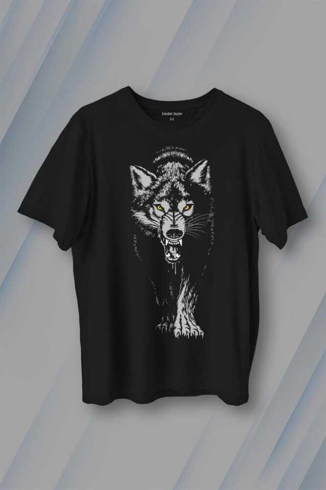 Kurt Kafası Wolf Gri Bozkurt Baskılı Tişört Unisex