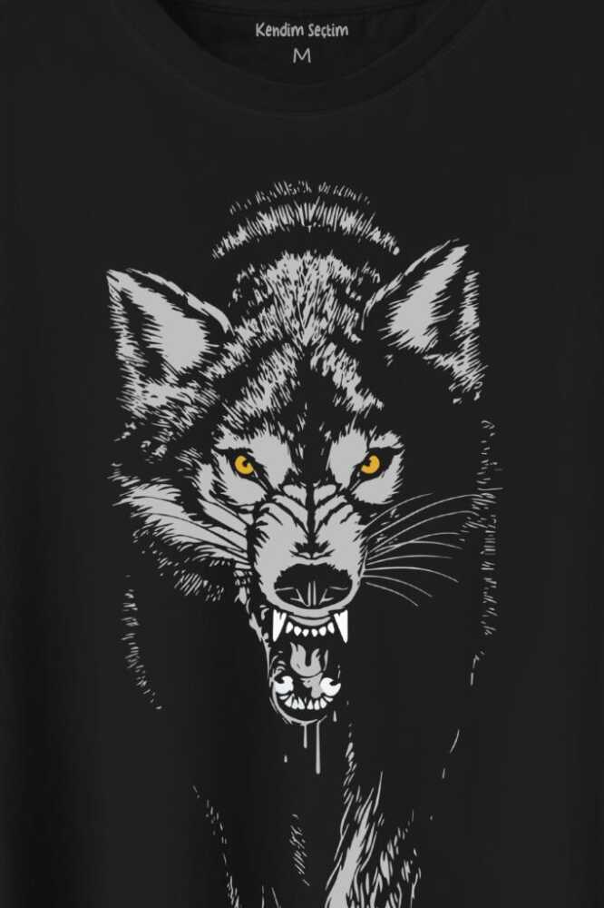 Kurt Kafası Wolf Gri Bozkurt Baskılı Tişört Unisex (1)