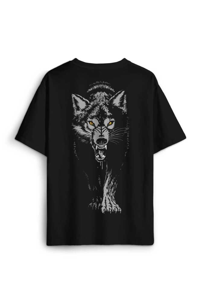 Kurt Kafası Wolf Gri Bozkurt Sırt Ön Baskılı Oversize Tişört Unisex