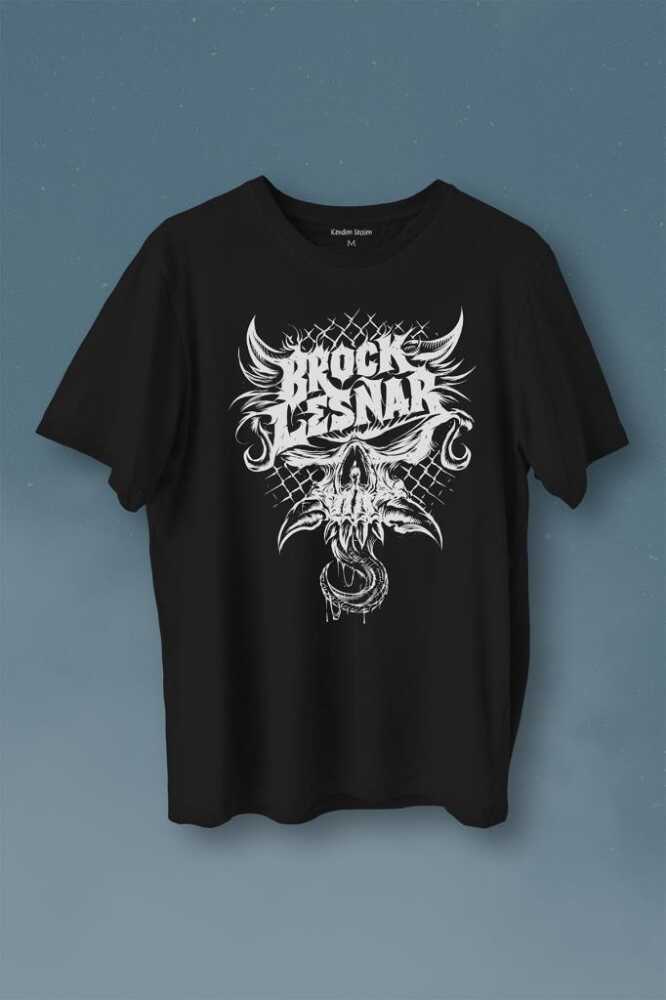 Brock Lesnar Kuru Kafa Logo Wwe Ufc Amerikan Güreşi Spor Baskılı Siyah Tişört Unisex