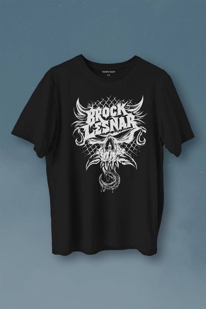 Brock Lesnar Kuru Kafa Logo Wwe Ufc Amerikan Güreşi Spor Baskılı Siyah Tişört Unisex