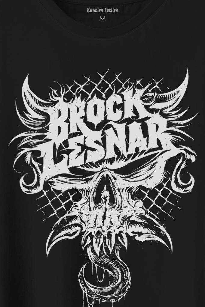 Brock Lesnar Kuru Kafa Logo Wwe Ufc Amerikan Güreşi Spor Baskılı Siyah Tişört Unisex (1)