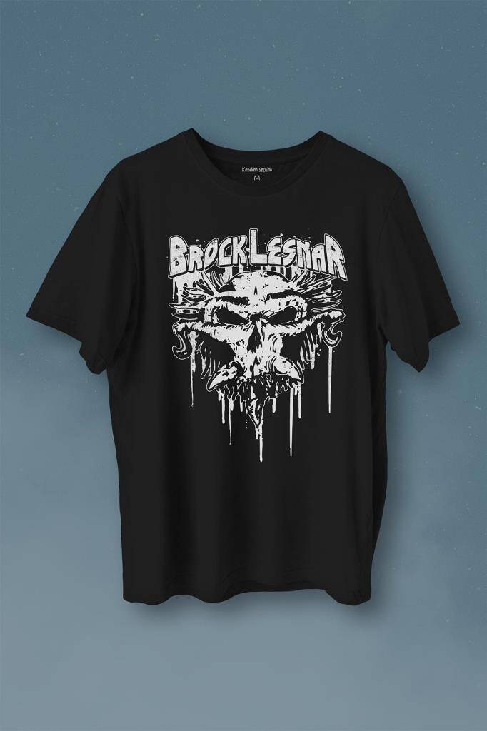 Brock Lesnar Kafatası Logo Wwe Ufc Amerikan Güreşi Spor Baskılı Siyah Tişört Unisex