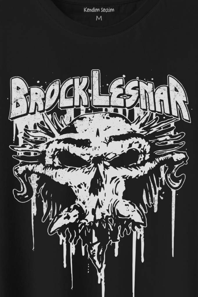 Brock Lesnar Kafatası Logo Wwe Ufc Amerikan Güreşi Spor Baskılı Siyah Tişört Unisex (1)
