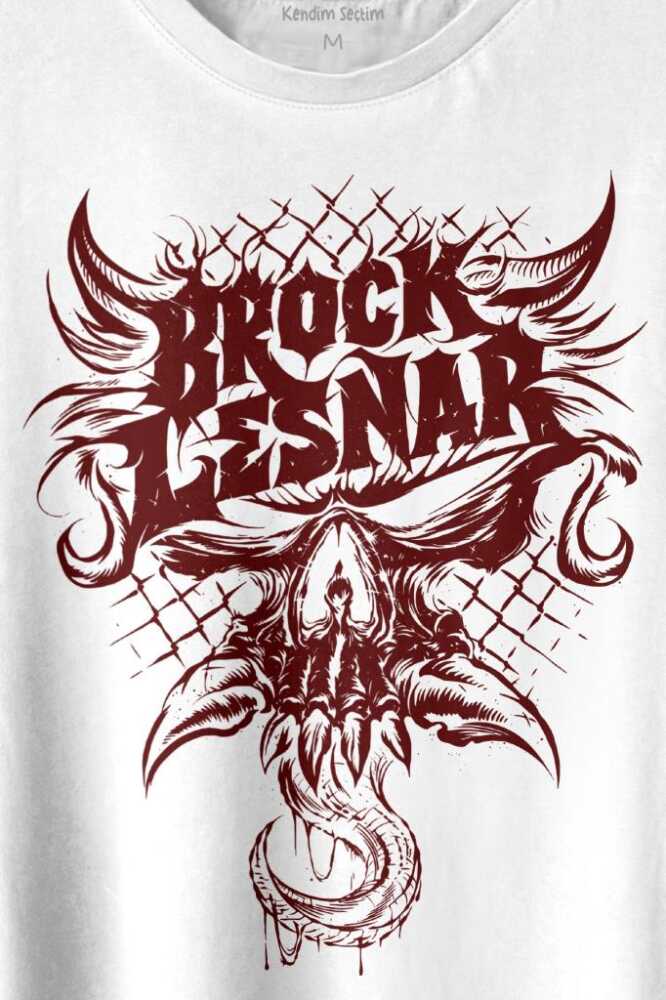 Brock Lesnar Kuru Kafa Logo WWE UFC Amerikan Güreşi Spor Baskılı Beyaz Tişört Unisex (1)