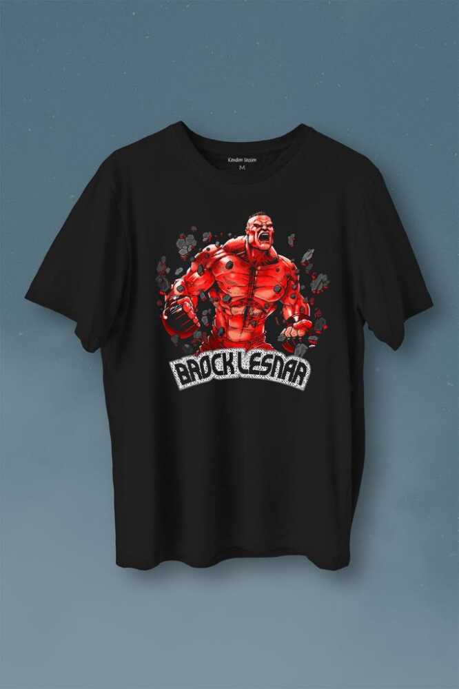 Brock Lesnar Kırmızı Çizim Wwe Ufc Amerikan Güreşi Spor Baskılı Tişört Unisex
