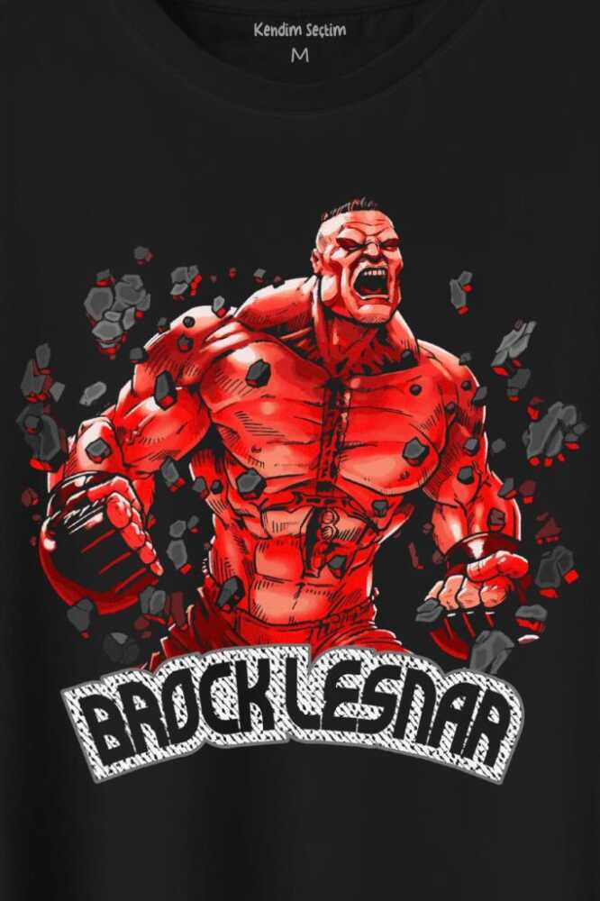 Brock Lesnar Kırmızı Çizim Wwe Ufc Amerikan Güreşi Spor Baskılı Tişört Unisex (1)