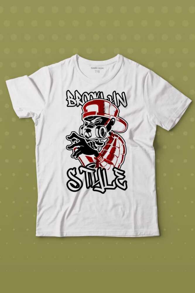 Brooklyn Hip Hop Rap Music Grafitti Baskılı Tişört Çocuk T-shirt
