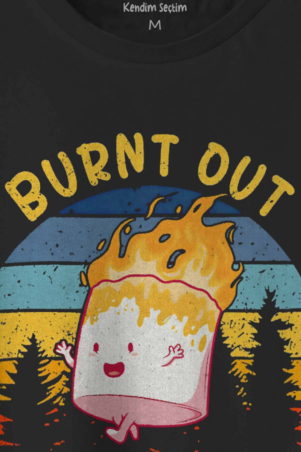 Burnt Out But Optimistic Funny Eğlenceli Baskılı Siyah Tişört Unisex (1)