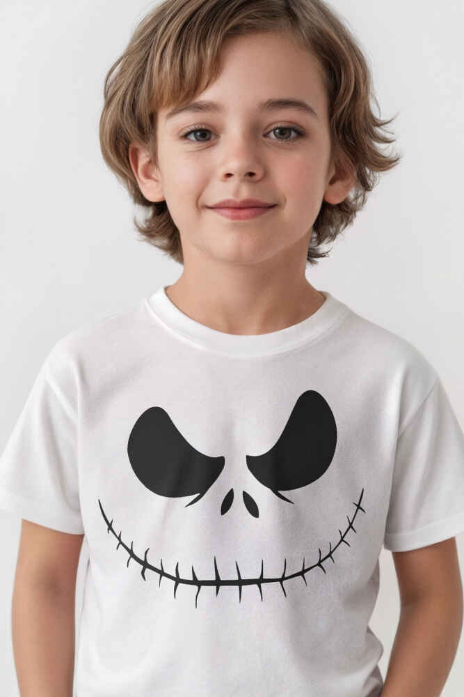 Cadılar Bayramı Halloween Jack The Nightmare Before Christmas Baskılı Beyaz Çocuk Tişört